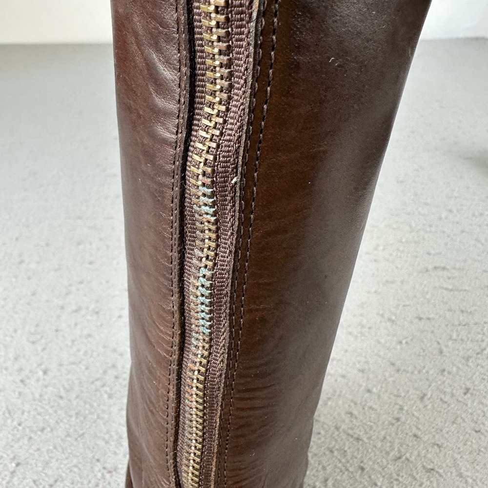 Frye Melissa Button Back Zip Leather Riding Boots Brown Sz. 8 B Womens - Picture 10 of 16